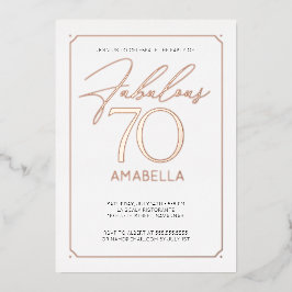 Fabulous 70 Elegant 70th Birthday Folie Invitation Uitnodiging