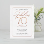 Fabulous 70 Elegant 70th Birthday Folie Invitation Uitnodiging (Staand Voorkant)