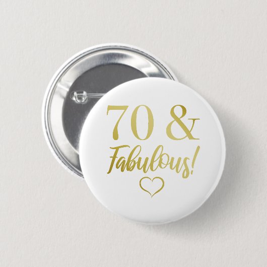 Fabulous 70th Birthday (Gold) Ronde Button 5,7 Cm (Voorkant /achterkant)