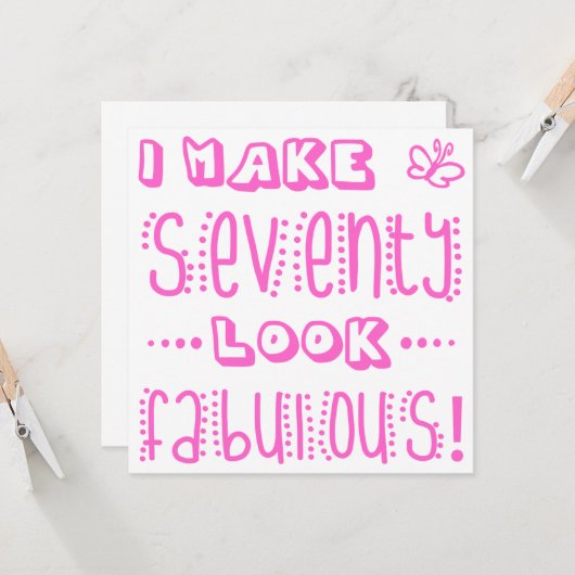 Fabulous 70th Birthday Kaart (Voorkant / Achterkant in situ)