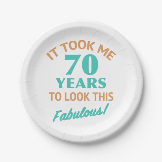 Fabulous 70th Birthday Papieren Bordje (Voorkant)