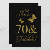 Fabulous 70th Birthday Party Kaart (Voorkant / Achterkant)