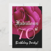 Fabulous 70th Birthday Party Ruby Red Rose W1485 Kaart (Voorkant)