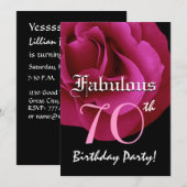 Fabulous 70th Birthday Party Ruby Red Rose W1485 Kaart (Voorkant / Achterkant)