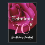 Fabulous 70th Birthday Party Ruby Red Rose W1485 Kaart<br><div class="desc">Dit roodrozige rozenontwerp is een en elegante manier om mensen uit te nodigen voor een geweldige viering van een 70ste verjaardagsfeest. Alle tekst is volledig aanpasbaar. U kunt experimenteren met verschillende papiertypen door op het tabblad "Uitnodigingsopties" in de rechterbovenhoek te klikken. Ik adviseer het metallisch superieure ijskorrels, die je uitnodigingen...</div>