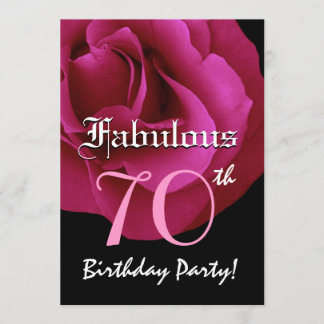 Fabulous 70th Birthday Party Ruby Red Rose W1485 Kaart