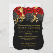 Fabulous 70th Birthday Red Black Roos Butterfly Kaart (Achterkant)