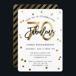 Fabulous 70th | Modern Elegant Gold Birthday Party Kaart<br><div class="desc">Viel je geweldige 70ste verjaardag feest met deze moderne,  elegante,  chic party uitnodigingen met penseelhandschrift en faux goud/zwart design. De achtergrondkleur kan onder "pas verder aan" worden veranderd. Deel van het "Fabulous 70th" collectie.</div>