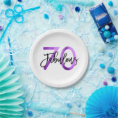 Fabulous 70th | Modern Elegant Paarse Birthday Papieren Bordje (Feest)