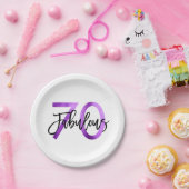 Fabulous 70th | Modern Elegant Paarse Birthday Papieren Bordje (Feest)