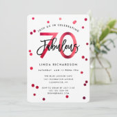 Fabulous 70th | Modern Elegant Red Birthday Party Kaart (Staand voorkant)