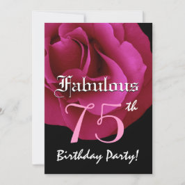 Fabulous 75 Birthday Party Ruby Red Rose Kaart