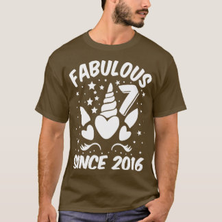 Fabulous 7 sinds 2016 Eenhoorn Verjaardag T-shirt