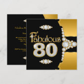 Fabulous 80 80th Birthday Gold Black Diamond Kaart (Voorkant / Achterkant)