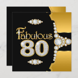 Fabulous 80 80th Birthday Gold Black Diamond Kaart