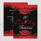 Fabulous 80 80th Birthday Party Red Roses Kaart (Voorkant / Achterkant)