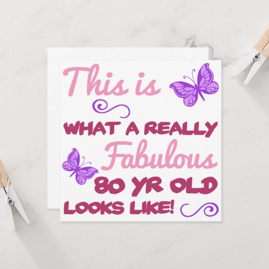 Fabulous 80th Birthday Kaart (Voorkant / Achterkant in situ)