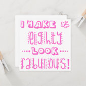 Fabulous 80th Birthday Kaart (Voorkant / Achterkant in situ)