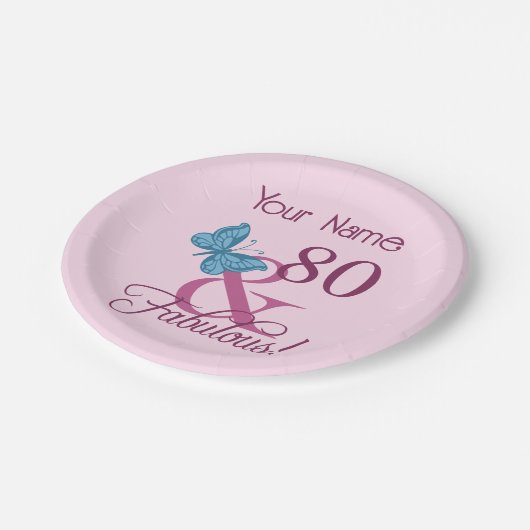 Fabulous 80th Birthday Papieren Bordje (Gekanteld)