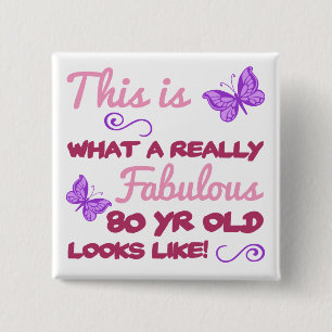 Fabulous 80th Birthday Vierkante Button 5,1 Cm