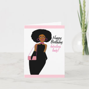 Fabulous African American Lady Birthday Kaart