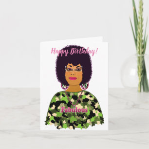 Fabulous African American Woman Happy Birthday Car Kaart