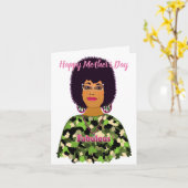 Fabulous African American Woman Moederdag Kaart (Gele Bloem)