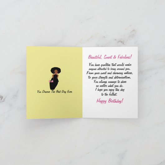 Fabulous African Lady Pink Birthday Kaart (Binnen)