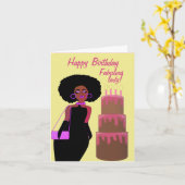 Fabulous African Lady Pink Birthday Kaart (Gele Bloem)