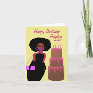 Fabulous African Lady Pink Birthday Kaart
