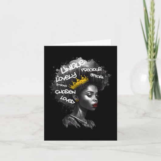 Fabulous Afro Black Vrouw Met Empowering Words En Kaart (Voorkant)