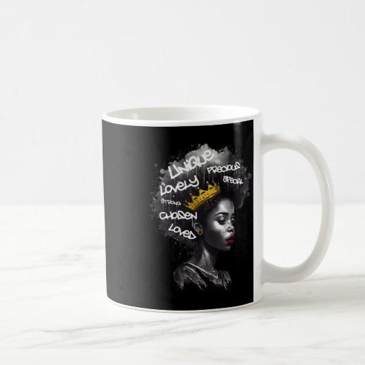 Fabulous Afro Black Vrouw Met Empowering Words En Koffiemok (Rechts)