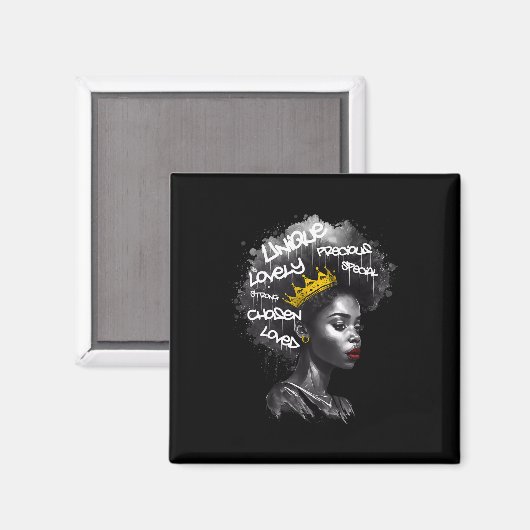 Fabulous Afro Black Vrouw Met Empowering Words En Magneet (Voorkant / Achterkant)