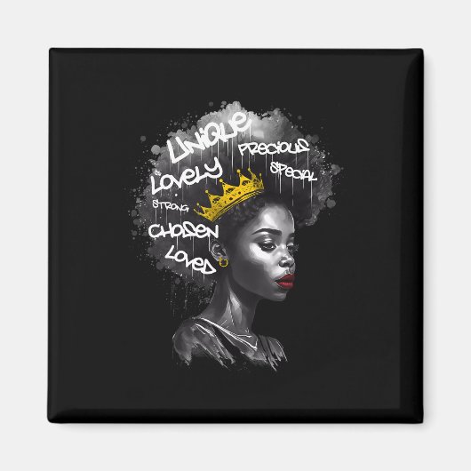 Fabulous Afro Black Vrouw Met Empowering Words En Magneet (Voorkant)