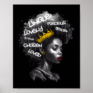 Fabulous Afro Black Vrouw Met Empowering Words En Poster