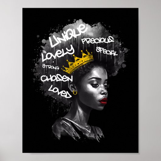 Fabulous Afro Black Vrouw Met Empowering Words En Poster (Voorkant)