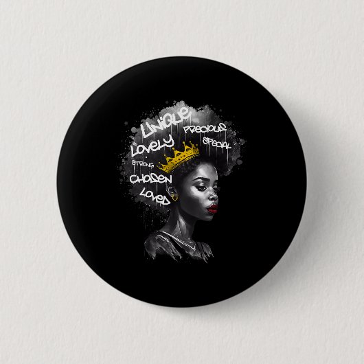 Fabulous Afro Black Vrouw Met Empowering Words En Ronde Button 5,7 Cm (Voorkant)