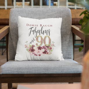 Fabulous and 90 Personalized Floral Birthday Kussen