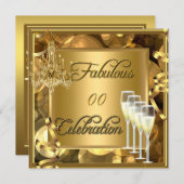 Fabulous Any Age Celebration Gold Champagne Kaart (Voorkant / Achterkant)