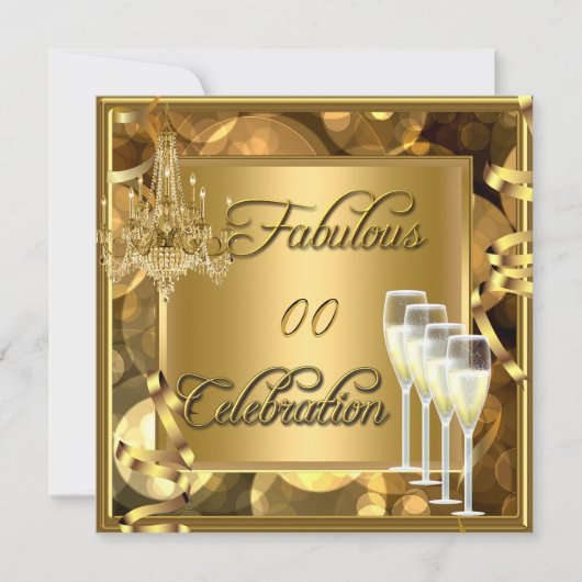 Fabulous Any Age Celebration Gold Champagne Kaart (Voorkant)