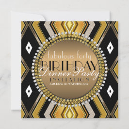 Fabulous Art Deco Birthday Dinner Party Invitation Kaart