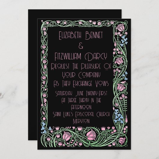 Fabulous Art Deco Craftsman Style Bloemen Ontwerp Kaart (Voorkant / Achterkant)