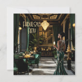 Fabulous Art Deco Kamer Etnische Vrouw Groen Goud Kaart (Voorkant)