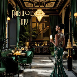 Fabulous Art Deco Kamer Etnische Vrouw Groen Goud Kaart