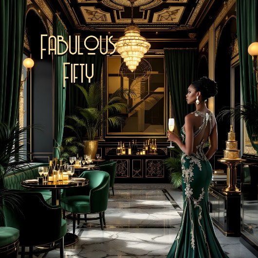 Fabulous Art Deco Kamer Etnische Vrouw Groen Goud Kaart