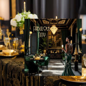 Fabulous Art Deco Kamer Etnische Vrouw Groen Goud Kaart