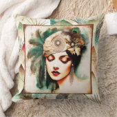 Fabulous Art Deco Lady Kussen / Kussen Gooi (Deken)