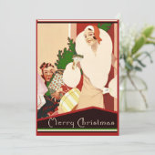 Fabulous Art Deco Merry Kerstmis Feestdagenkaart (Staand voorkant)