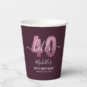 Fabulous at 40! Chic 40th Celebration with Pink Papieren Bekers (Achterkant)