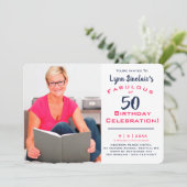 Fabulous at 50 Birthday Celebration Invitation Kaart (Staand voorkant)